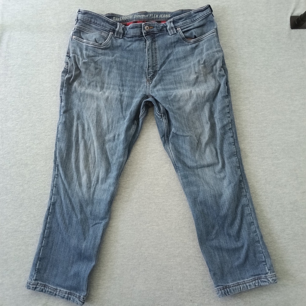 Duluth Trading Co Ballroom Double Flex Flannel Lined Jeans 40x30 Blue Standard